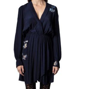 2022 spring Zadig & Voltaire Remember Beaded Floral Long Sleeve Dress Size Small